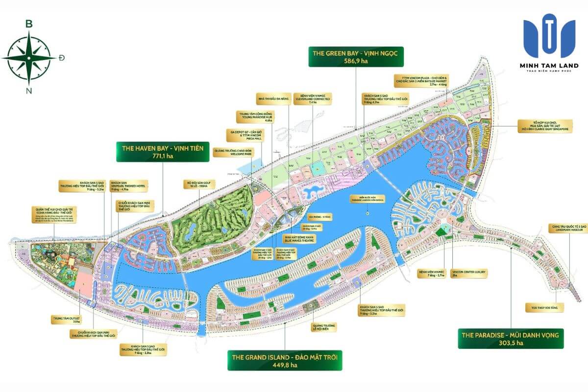 Vị trí của 5 đại công viên chủ đề Vinhomes Green Paradise