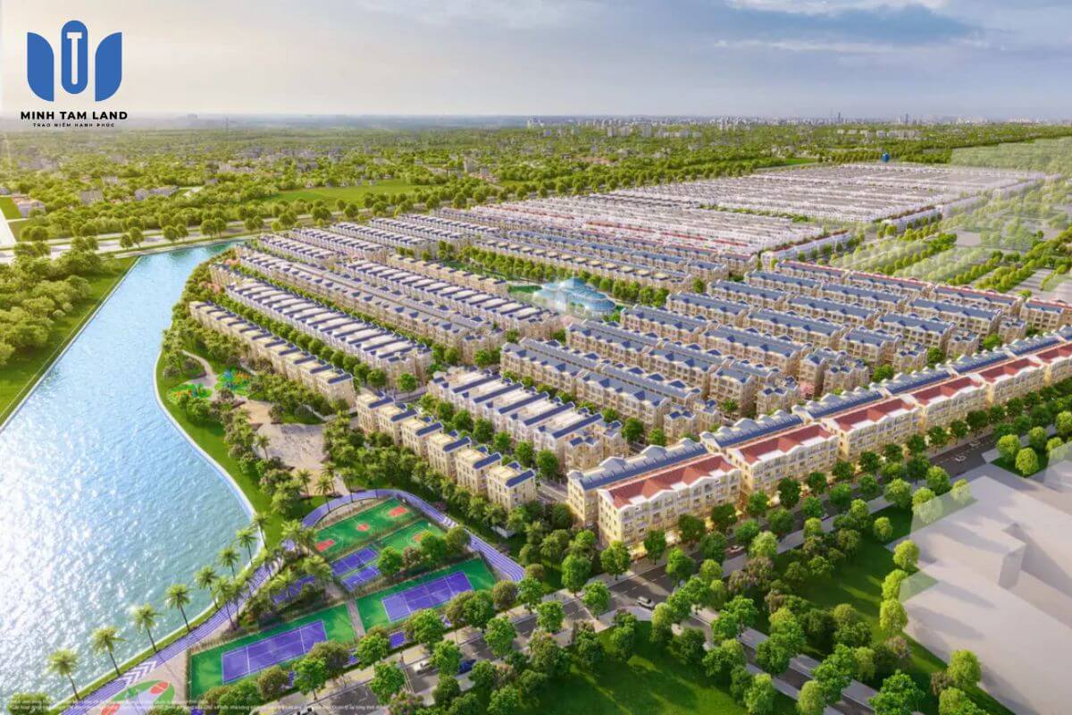 Phần lớn diện tích được dành cho không gian xanh và mặt nước, mang lại bầu không khí trong lành